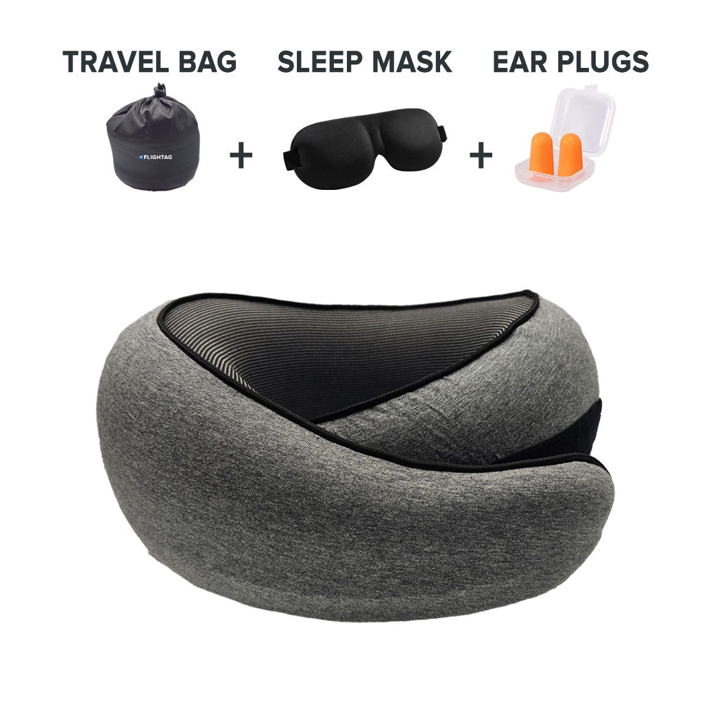 Travel Sleep Pillow Floral Grey - The Best Travel Accessory Pillow | Flightag