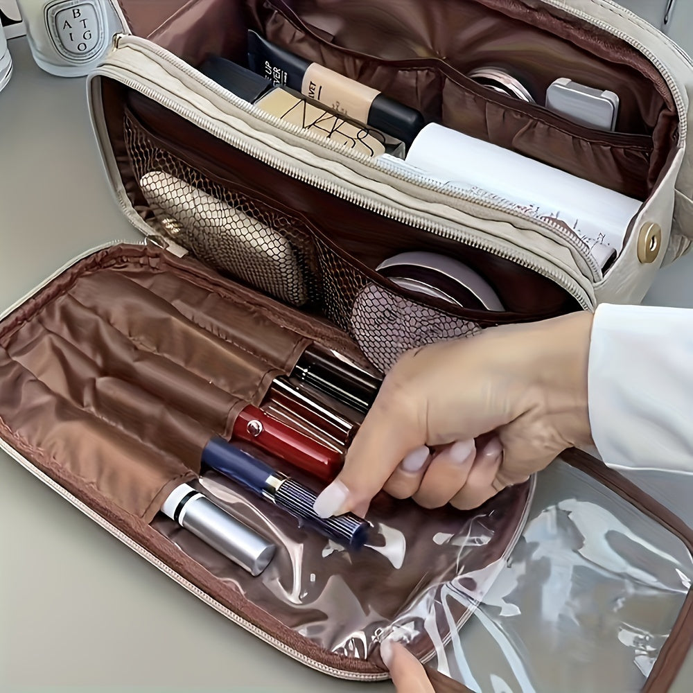 Triple Compartment Makeup Bag