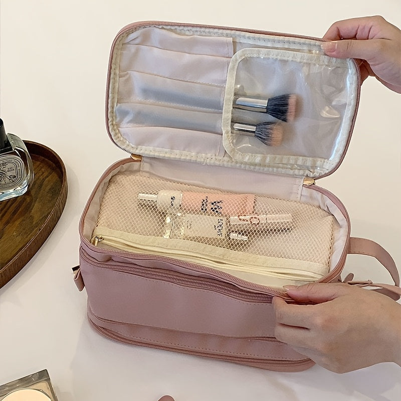 Triple Compartment Makeup Bag